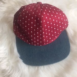 Top man cap demin and red snap back